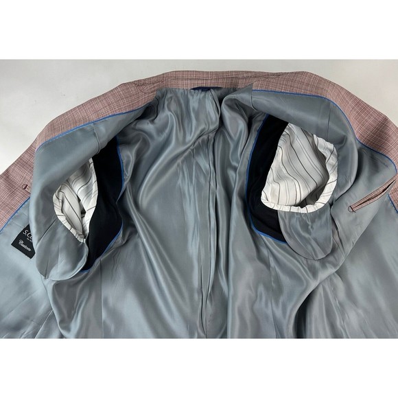 S. Cohen Custom Lanificio di Pray Wool Sport Coat Blazer Plaid Red Mens 44T - Picture 9 of 14